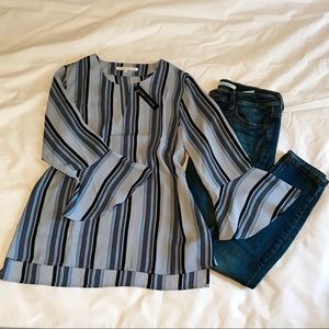 Violet+Claire blue flare sleeve blouse